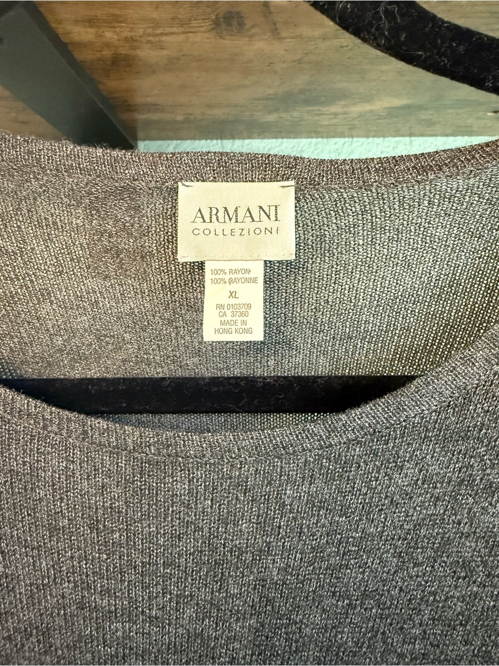 Armani Collezioni Gray Knit Tee XL Lightweight Rayon Minimalist Luxury Top